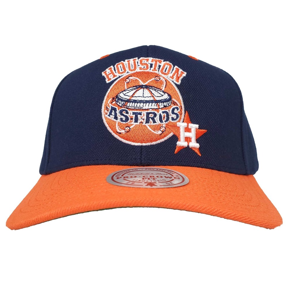 Houston Astros Mitchell & Ness MLB Pro Fit Snapback Hat Cap 3D‎ Logo Navy NWT